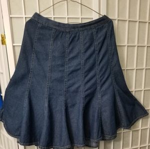 Denim skirt with gored detail and elastic back, M